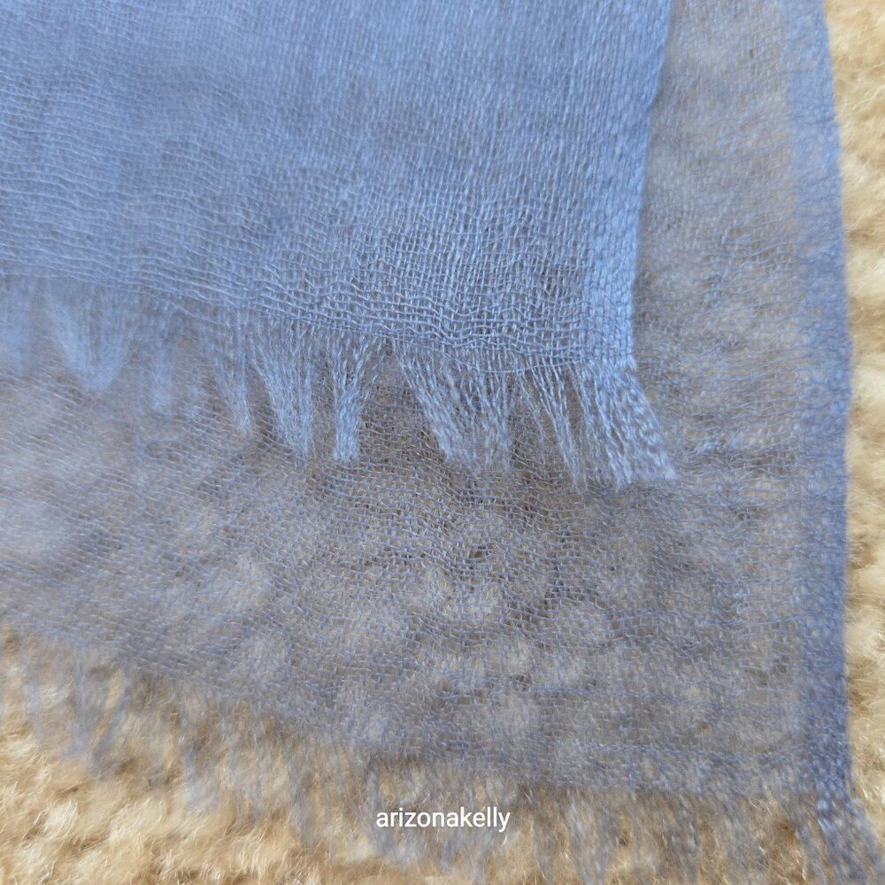NWOT Ovcio Featherlight Cashmere Scarf Dark Blue - Picture 7 of 12